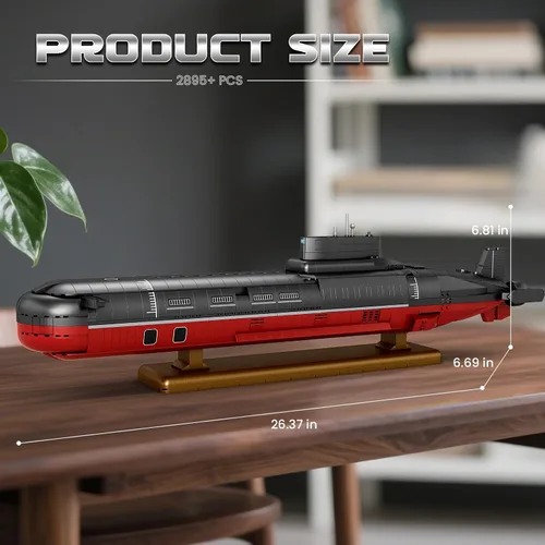 Miniatura 6 de Reobrix Juego de construcción de submarino nuclear para adultos, kit de modelo de submarino nuclear de clase tifón, decoración coleccionable