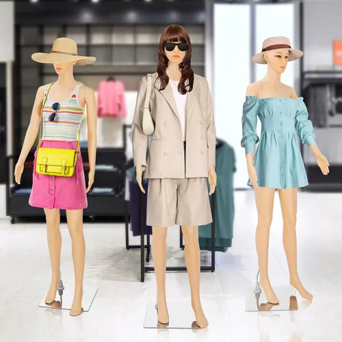 Miniatura 6 de Maniquí femenino de cuerpo completo con cabeza ajustable, extremidades flexibles, diseño desmontable de 69 pulgadas, forma de vestido con base