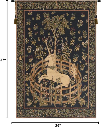 Miniatura 6 de Charlotte Home Furnishings Inc - Tapiz europeo de tela jacquard belga para colgar en la pared, 37 x 26 pulgadas, unicornio en cautiverio, medieval