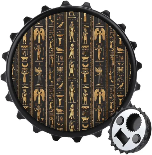 Magnetic Beer Bottle Opener - Vintage Pattern Print Portable One Handed Small Magnetic Bottle Opener for Fridge with Bartender and Outdoor,
