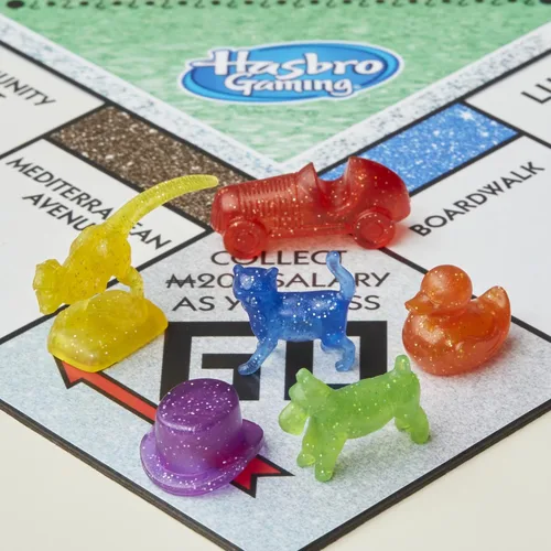 Miniatura 4 de Hasbro Gaming Monopoly Sparkle Edition Juego de mesa, juegos familiares, con fichas brillantes, dados nacarados, aspecto brillante