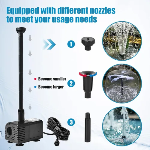 Miniatura 3 de ECO-WORTHY Bomba de fuente de agua solar de 449 GPH con protección mejorada de funcionamiento en seco, bomba sumergible sin escobillas, 12V-24V CC