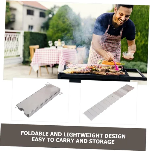 Miniatura 2 de GANAZONO 1pc Barbacoa Parabrisas Protector Protector de salpicaduras al aire libre Parabrisas al aire libre Aleación de aluminio plateado Utensilios