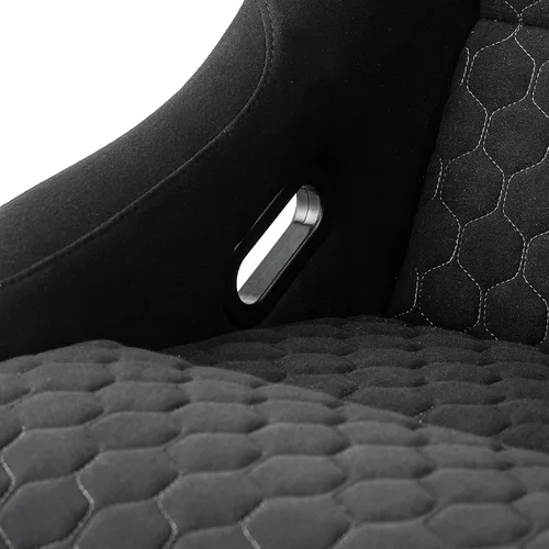 Miniatura 2 de Tamaño L Pieza De Asiento De Carreras Con Respaldo De Fibra De Vidrio Fuerte Universal Para Coches Tela Negra Costura De Diamante Blanca Con