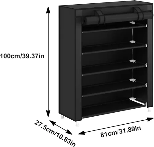 Miniatura 3 de Laiensia Organizador vertical para zapatos de 5 niveles, organizador de almacenamiento de zapatos que ahorra espacio, cubierta no tejida, estante