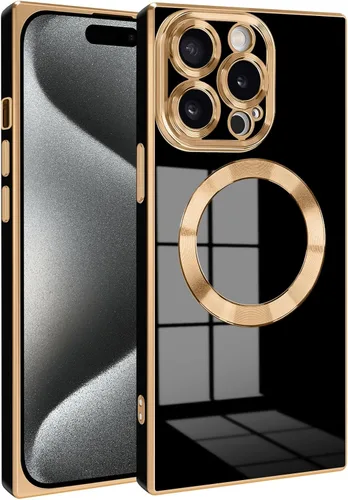 Miniatura 18 de Funda magnética para iPhone 15 compatible con Magsafe, TPU suave plateado a prueba de rayones con lente totalmente cubierta compatible con carga