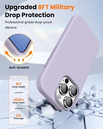 Miniatura 5 de Funda diseñada para iPhone 16 Pro, funda protectora de teléfono de silicona líquida a prueba de golpes con forro de microfibra suave antiarañazos