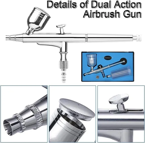 Miniatura 8 de Kit de aerógrafo de doble acción de 0.012 in con tres tazas diferentes (6 CC, 20 CC, 40 CC) juego de aerógrafo portátil para maquillaje, artes