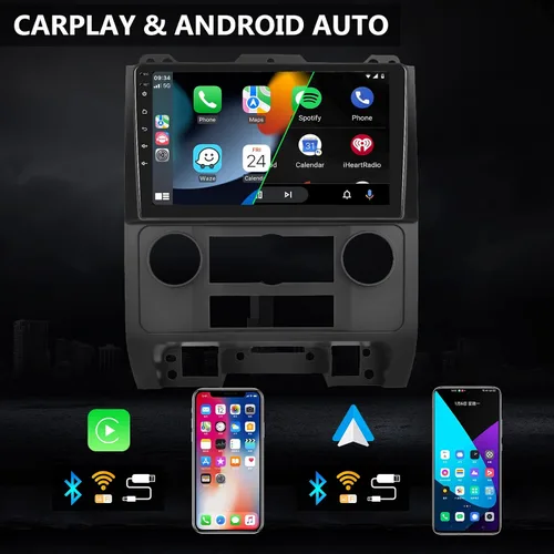 Miniatura 2 de Estéreo de coche Android para Ford Escape/Kuga y Mazda Tribute 2007-2012 - CarPlay con cable/inalámbrico y Android Auto, radio de pantalla táctil