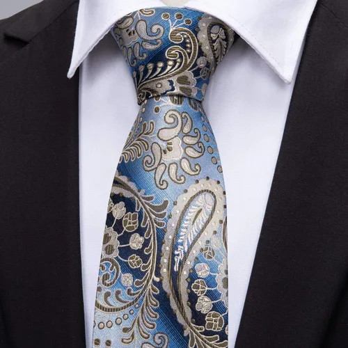 Miniatura 4 de Barry.Wang Conjunto de moda de corbata de cachemira, gemelos y corbatas para hombre, tejido de seda