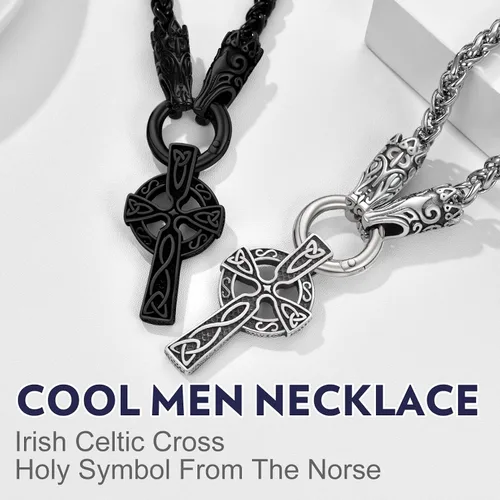 Miniatura 7 de Bandmax Stainless Steel Celtic Cross Necklace for Men Women, Irish Knot Prayer Charm Necklace Serenity Crucifix Jewelry
