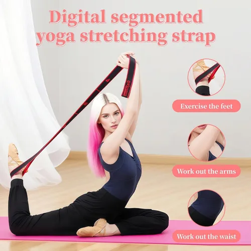 Miniatura 4 de Banda de resistencia de fitness para estiramiento y yoga, banda de resistencia elástica numérica con marcas claras, bandas elásticas de 2 pzas