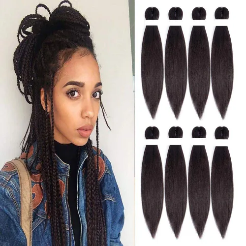 Miniatura 8 de Cabello trenzado preestirado de 14 pulgadas, 8 paquetes de cabello trenzado preestirado, trenzas de ganchillo, extensiones de cabello trenzado Yaki