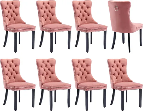 Miniatura 51 de Juego de 2 sillas de comedor modernas, sillas de comedor tapizadas acolchadas con patas de madera maciza, silla de cocina de tela de lino beige