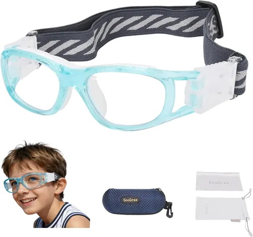 Miniatura 11 de N/A'' Gafas deportivas para niños, baloncesto, fútbol, entrenamiento, seguras, antiniebla, 7-12 Marco gris almohadilla blanca
