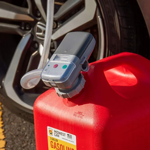 Miniatura 9 de Bomba de transferencia de combustible automática DEWAY con parada automática, tasa de flujo de 2.4 GPM y alimentación por batería AA, adaptador