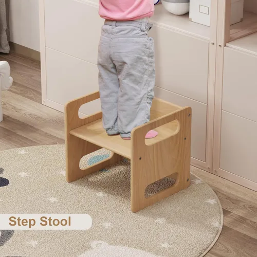 Miniatura 8 de Montessori - Juego de mesa y silla de destete, madera dura, escritorio para lectura de niños pequeños, hora de aperitivos, sala de juegos, cubo