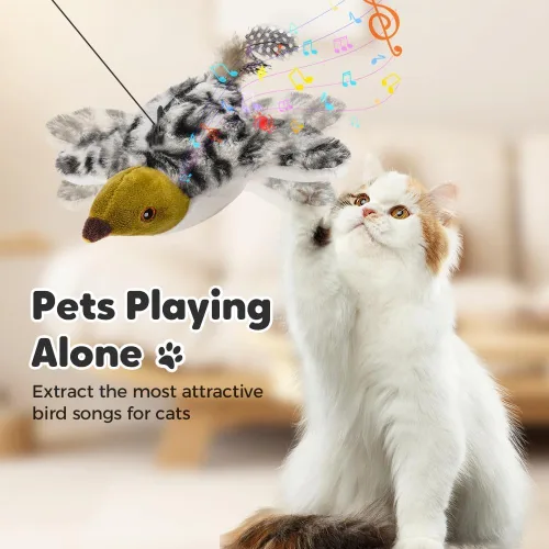 Miniatura 6 de JUDUNA Juguete de Gato de Alas Aleteadas, 2026 Nuevo Juguete Interactivo de Aves Canturreante y Volador para Gatos con Control Remoto, Juguete