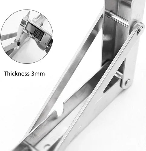 Miniatura 9 de Soportes de estante triangulares de acero inoxidable plegables de alta resistencia, soporte de estante montado en la pared para oficina en casa