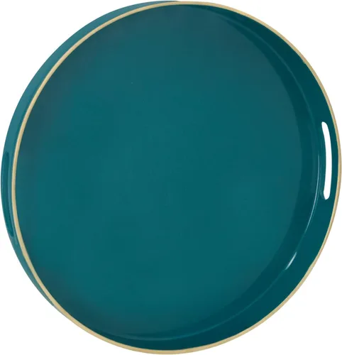 Miniatura 21 de MAONAME - Bandeja decorativa verde oscuro, bandeja de servir redonda de 13 pulgadas con asas, bandejas de plástico para mesa de café, bandejas