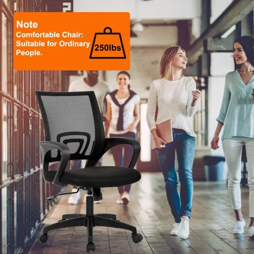 Miniatura 6 de BestOffice Silla de Oficina Ergonómica de Malla para Escritorio, Silla de Computadora Ejecutiva con Soporte Lumbar, Reposabrazos, Giratoria, Negro