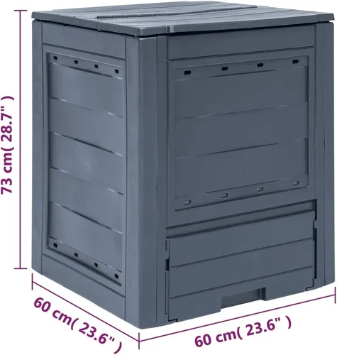 Miniatura 7 de Compostador de jardín para compostador de jardín, compostador al aire libre con gran capacidad y fácil montaje, gris, 23.6 x 23.6 x 28.7 pulgadas