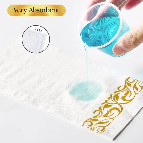 Miniatura 4 de Vplus Paquete de 400 servilletas de papel desechables de 3 capas de alta calidad, servilletas de cena desechables suaves y absorbentes, perfectas