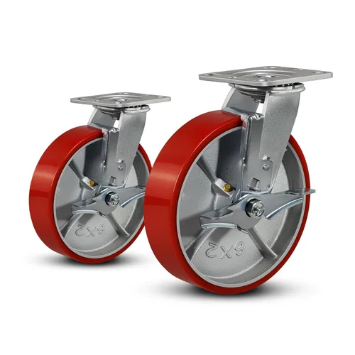 Miniatura 35 de Ruedas industriales de 4 x 2 pulgadas, ruedas resistentes, ruedas de poliuretano, capacidad de hasta 3200 libras. Uso para camión de plataforma
