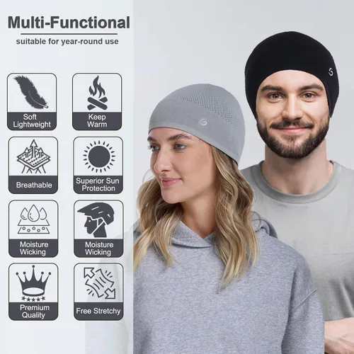 Miniatura 2 de Gorro de bambú ligero con diseño de calavera para hombres y mujeres, suave y cómodo multifunción