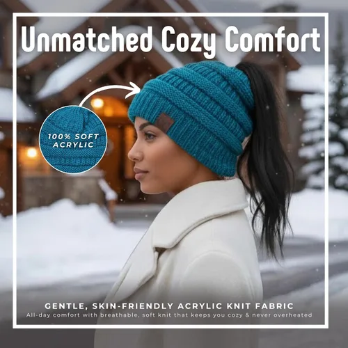 Miniatura 96 de Funky Junque - Gorro para mujer con ranura para cola de caballo