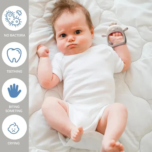 Miniatura 4 de Paquete de 2 juguetes mordedores para bebés, guantes de silicona sin BPA para necesidades de succión, juguetes de dentición para bebés de 0 a 3 a 6