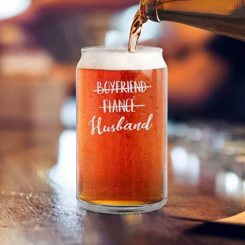 Miniatura 4 de shop4ever Novio Prometido Marido Novia Prometida Esposa Grabado Cerveza Vaso y Copa de Vino Sin Tallo, Él & Para Ella Set