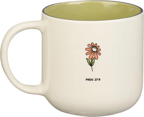 Miniatura 4 de Taza de cerámica de arte cristiano verde salvia con flores - 15 oz. Taza de café y té inspiradora con escrituras bíblicas apta para microondas