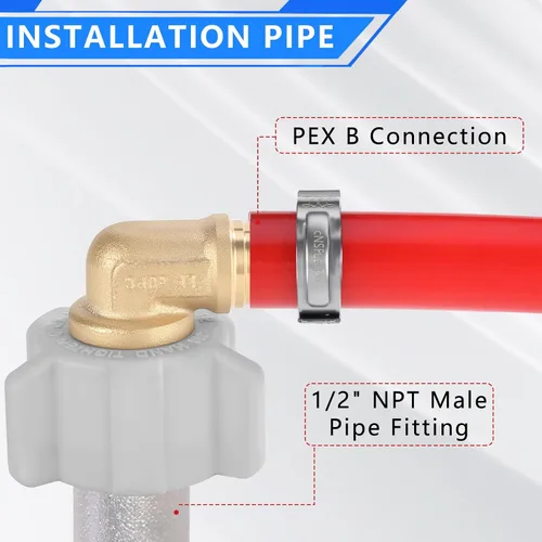 Miniatura 3 de Codo giratorio NPT hembra de 1/2 pulgada Pex × 1/2 pulgada sin plomo, compatible con PEX-B, paquete de 2