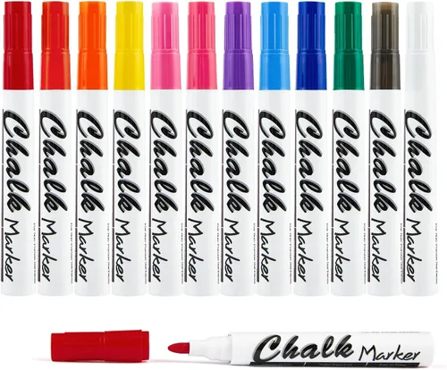 Miniatura 10 de Volcanics Marcadores de tiza líquida blanca para pizarra, marcadores de ventana para vidrio, crayones lavables para ventanas, bolígrafos de pintura