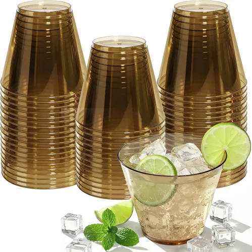 Miniatura 12 de Glowserve Paquete de 50 vasos de plástico transparente de 9 onzas, vasos de plástico azul transparente para cóctel, vasos desechables para fiestas