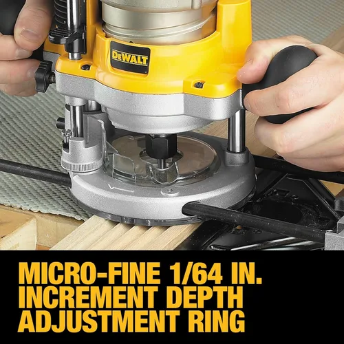 Miniatura 5 de DEWALT Enrutador, Kit de base fija / arrugado, velocidad variable, inicio suave, 2-1 / 4-HP (DW618PKB)