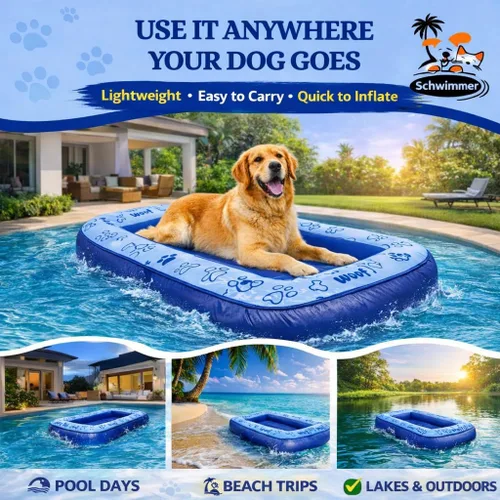 Miniatura 5 de Schwimmer Flotador de piscina prémium para perros grandes, seguridad mejorada, comodidad premium, diseño versátil, flotadores para perros para Azul