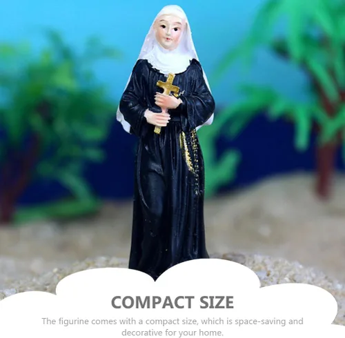 Miniatura 9 de Garneck Estatua de monja Virgen Figuras católicas Estatua de oración Mini escultura católica Figuras Virgen Desltop Escultura Escritorio Rosario