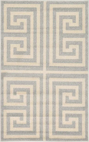 Miniatura 14 de Unique Loom Athens Collection - Alfombra clásica geométrica moderna con diseño de bordes, 3 pies 3 pulgadas x 5 pies 3 pulgadas, negro/beige