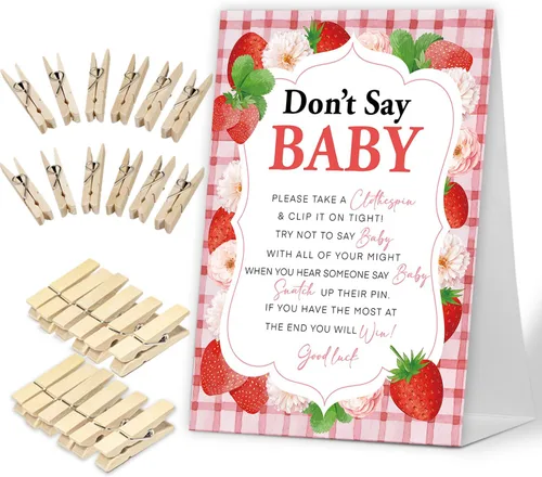 Miniatura 9 de No digas juego de bebé, Here Comes the Sun, juego de baby shower incluye letrero de baby shower y 50 pinzas para la ropa, decoración de baby shower