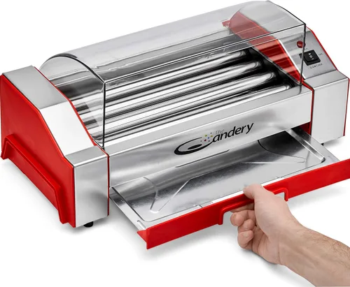Miniatura 2 de The Candery Rodillo eléctrico para perros calientes, máquina de cocina para parrilla de salchichas, capacidad de 6 perritos calientes, máquina