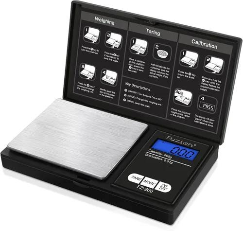 Miniatura 10 de Fuzion Báscula de gramo, báscula digital de bolsillo de 7.05 oz x 0.00 oz, chapado en titanio dorado, escala pequeña de alta precisión, 6