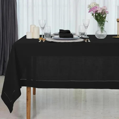 Miniatura 23 de D'Moksha Homes Mantel de lino blanco para mesas rectangulares de 60 x 84 pulgadas – Mantel de lino blanco 100% puro con vainica clásica – Mantel