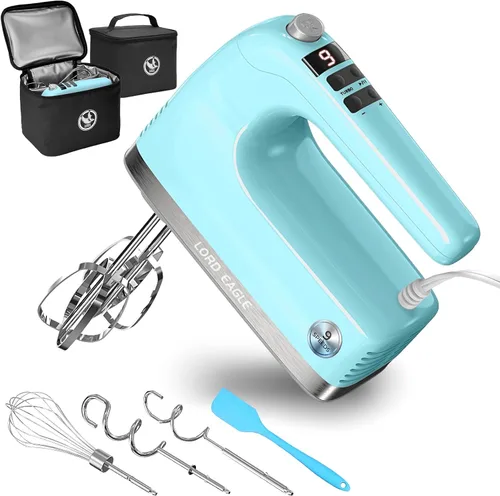 Miniatura 12 de Lord Eagle Batidora de mano digital de 9 velocidades, mezclador de cocina con motor de CC de 500 W para hornear pasteles, batidores de huevos Blanco