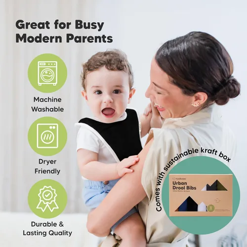Miniatura 8 de Paquete de 8 baberos orgánicos para niños y niñas, baberos de algodón suave para babear y dentición para bebés niñas y niños, extra absorbentes