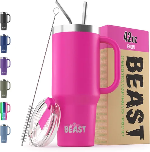 Miniatura 66 de Beast Vaso Térmico de 30 oz de Acero Inoxidable con Aislamiento al Vacío para Café y Hielo de Doble Pared Termo de Viaje (Rojo Arándano)