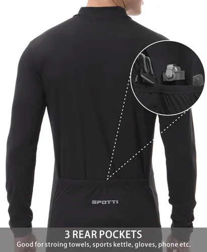 Miniatura 4 de Spotti Playera de mangas largas para ciclismo, para hombre. Remera para ciclismo, transpirable y de secado rápido.