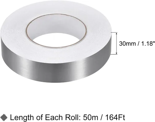 Miniatura 2 de uxcell Adhesivo autoadhesivo de aluminio de 1.18 pulgadas x 164 pies, tira de cinta adhesiva impermeable para pared, gabinete, cocina