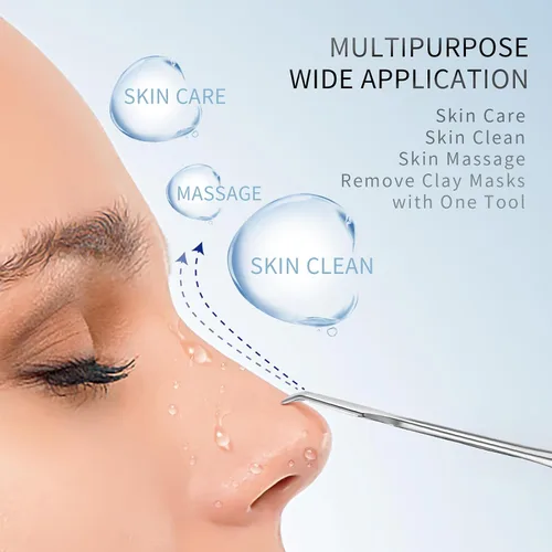 Miniatura 3 de AUSOMTEK Herramienta removedor de puntos negros y limpiador facial de poros, espátula facial de acero inoxidable de doble extremo para rutina